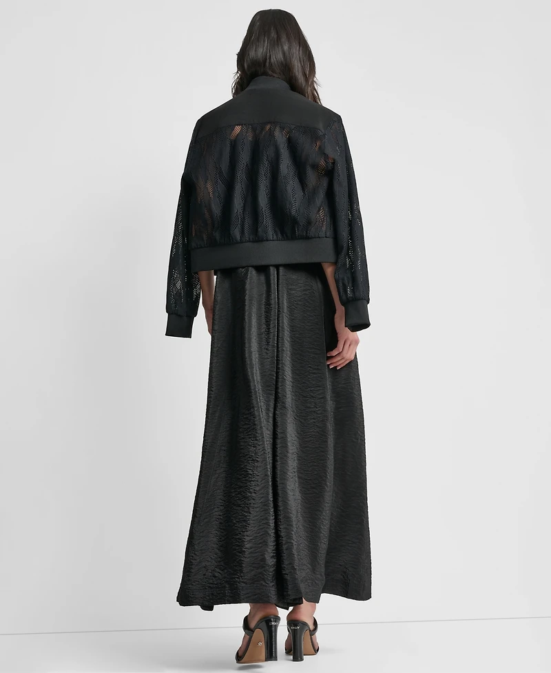 Dkny Women's Zip-Front Abstract Lace Zipper Front Jacket