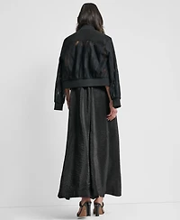 Dkny Women's Zip-Front Abstract Lace Zipper Front Jacket