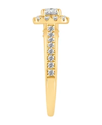 Macy's Certified Lab-Grown Diamond Halo Engagement Ring (1 ct. t.w.) in 14k Yellow Gold