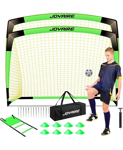 Joyaire Pro-Grade 7x5ft Pop-Up Soccer Goal for Kids – Durable 5-Layer Tear-Resistant Net & 10mm Poles, Portable Set Includes 4 Ball