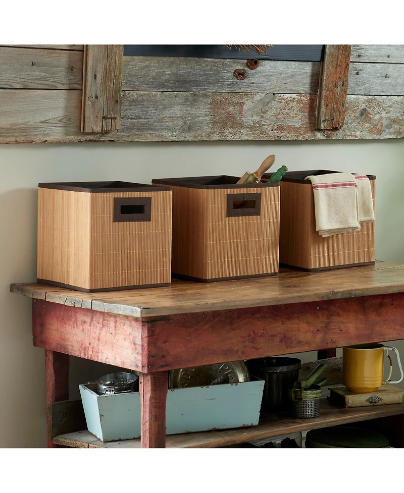 Household Essentials 3 Pack Storage Cubes, Durable and Lightweight Bamboo Reeds