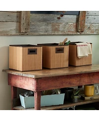 Household Essentials 3 Pack Storage Cubes, Durable and Lightweight Bamboo Reeds