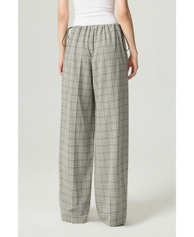 Nocturne Women's Plaid Wide-Leg Drawstring Pants