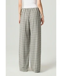 Nocturne Women's Plaid Wide-Leg Drawstring Pants