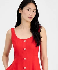 Anne Klein Women's Button-Detail Sleeveless Midi Dress
