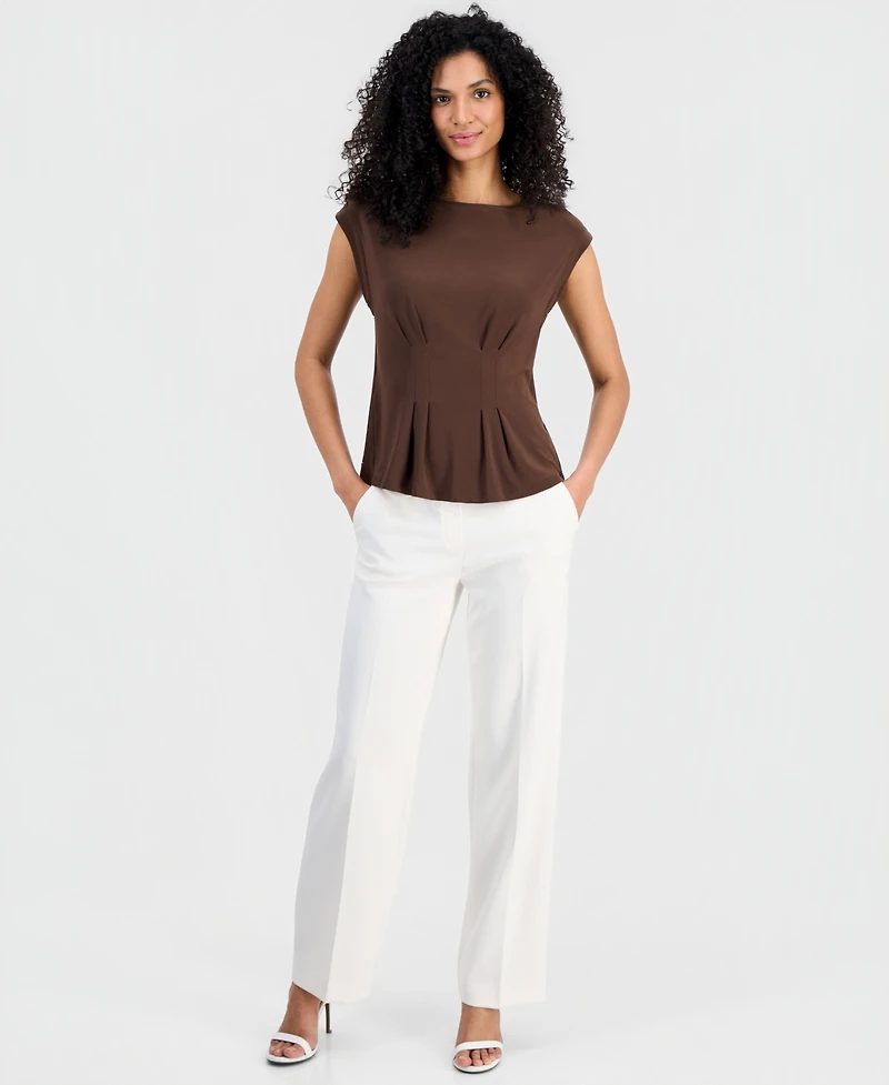 Anne Klein Women's Boat-Neck Structured-Waist Top