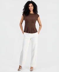 Anne Klein Women's Boat-Neck Structured-Waist Top