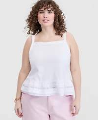 On 34th Trendy Plus Ruffle-Hem Square-Neck Tank, Macy's Exclusive