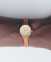 Breda Beverly 1730n Gold and Brown Leather Band Watch, 25mm