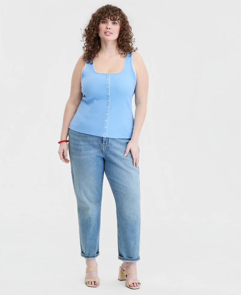 On 34th Trendy Plus Button-Down Ribbed Tank, Macy's Exclusive