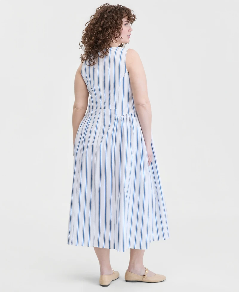 On 34th Trendy Plus Bayside Stripe Sleeveless Midi Dress, Macy's Exclusive