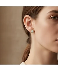 Bling Jewelry Cz Halo Princess Cut Cubic Zirconia Statement Stud Clip On Earrings Gold Plated