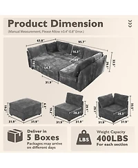 Xizzi -Piece Living Room Furniture Sectional Sofa, L-Shaped Deep Seat Cloud Couch with Chaise Ottoman