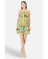 Yumi Women's Postcard Print Mini Sun Dress