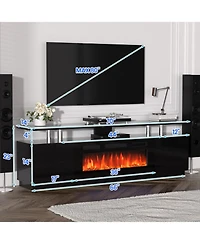 gaomon 70" Fireplace Tv Stand with 36'' Firplace, Electric Heater 12 Frame and Led Light Colors