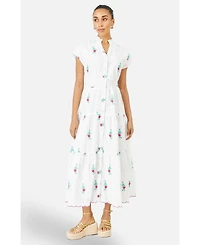 Yumi Women's Broderie Anglaise Embroidered Midi Dress
