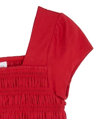 Tween Diva Girls' 7-16 2Smocked Top and Cherry Embroidered Denim Short, 2-Piece Set