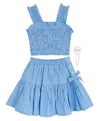 Tween Diva Girls' 7-16 Smocked Top With Ruffled Straps and Skort, 2 Piece Set