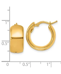 Curata Jewelry Solid 18k Gold Italian 19x9mm Wide Round Hoop Earrings