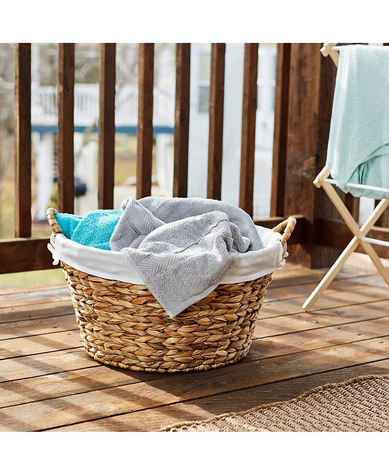 Household Essentials Round Wicker Laundry Basket with Handles