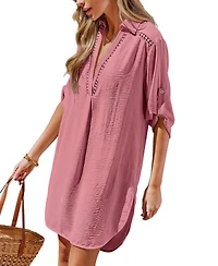 Cupshe Women's Throw It On White Cover-Up Mini Beach Dress