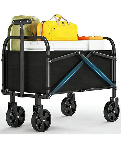 gaomon Mini Foldable Utility Wagon, All-Terrain Wheels, Adjustable Handle, 240 Lbs Capacity, Portable for Shopping, Camping & Garden, 120L
