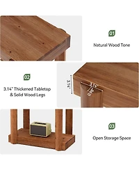 Tribesigns Solid Wood End Table Set of 2, Farmhouse Side Table with 2-Tier Storage Shelf, Rectangle Bedside Tables Accent Nightstand