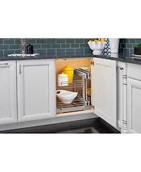 Rev-a-Shelf Chrome 2-Tier w/ Soft-Close-15" Blind Cabinet Opening, 5PSP-15SC-cr