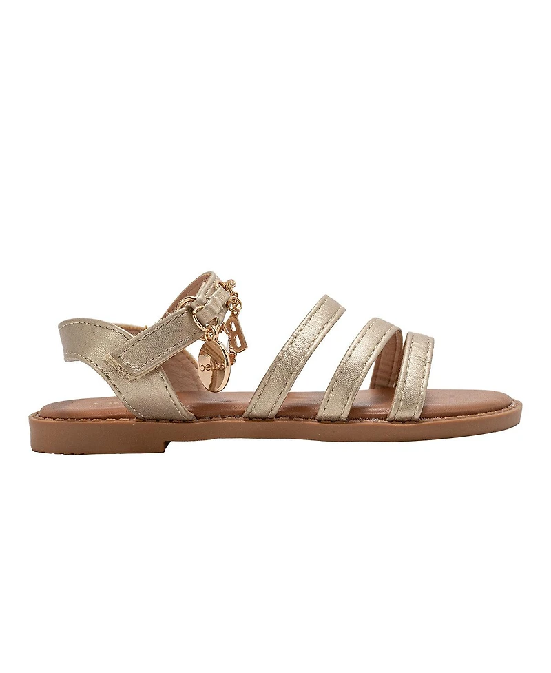 Bebe Little Girls Girl's Fashion Sandals – Dressy Shoes with Decorative Chain and Charms