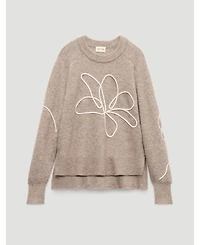 Hush Women's Wool Blend Flower Motif Jumper