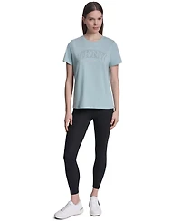 Dkny Sport Women's Rhinestone Varsity Logo Relaxed Fit Pull-On T-Shirt