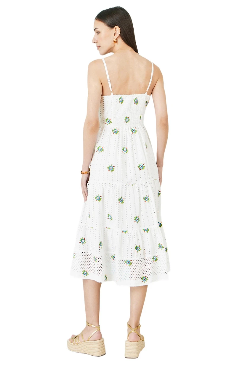 Yumi Women's Embroidered Broderie Midi Sun Dress