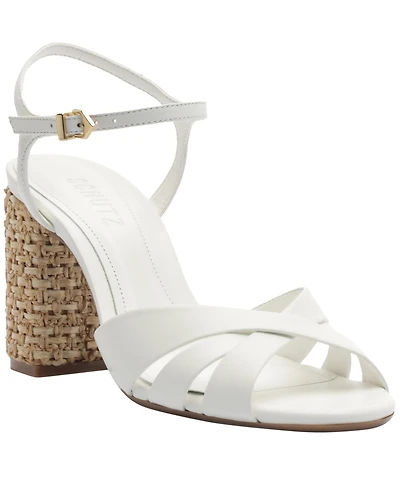 Schutz Women's Keefa Raffia High Block Dress Sandals