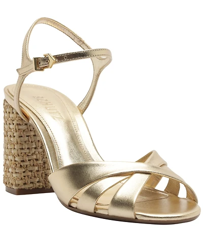 Schutz Women's Keefa Raffia High Block Dress Sandals