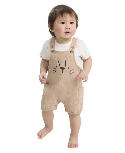 Huggies Baby Boys' Crewneck T-Shirt and Buttoned Shortall, 2-Piece Set