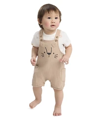 Huggies Baby Boys' Crewneck T-Shirt and Buttoned Shortall, 2-Piece Set