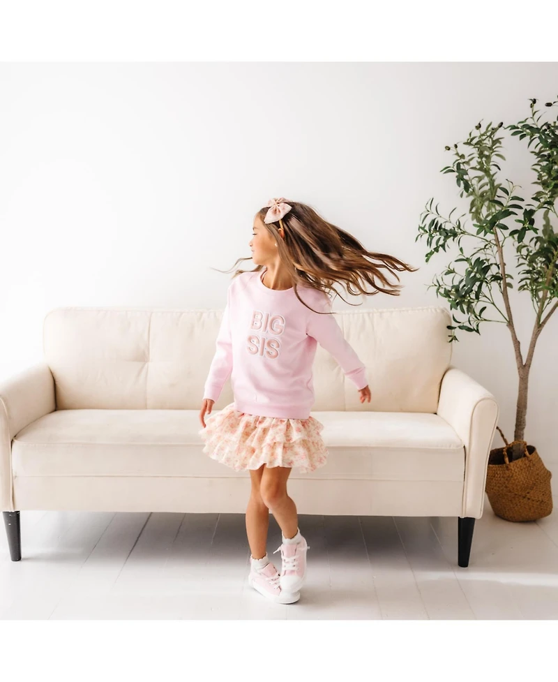 Sweet Wink Little Girls Big Sis Embroidered Patch Sweatshirt