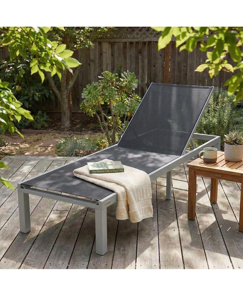 Leisuremod Marlin Patio Chaise Lounge Chair With Aluminum Frame