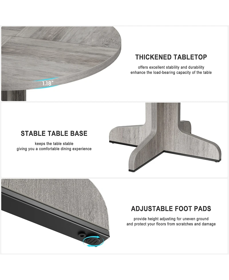 gaomon 47 Inch Round Dining Table for 4-6 People,with Wooden Tabletop and Legs(Only Table)