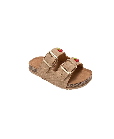 Bebe Girls Sandals - Comfortable, Easy Slide-On with Cherry Charm Detail