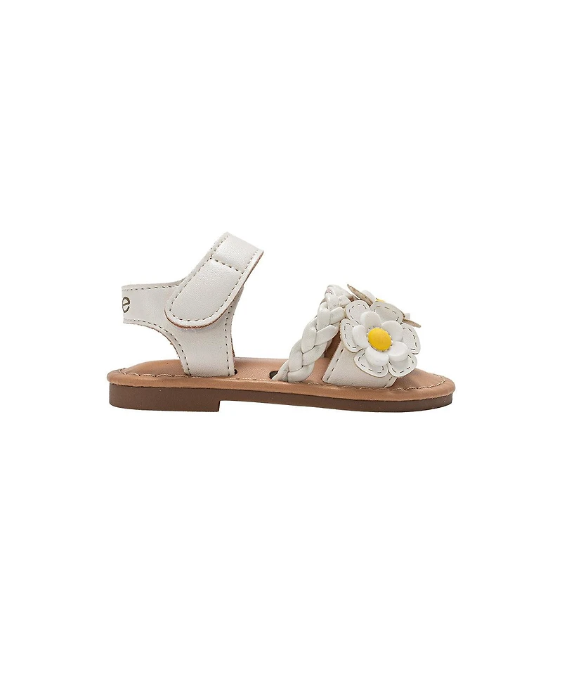 Bebe Big Girls Girl's Fashion Sandals – Dressy Shoes with Braided Detail and Flower Applique