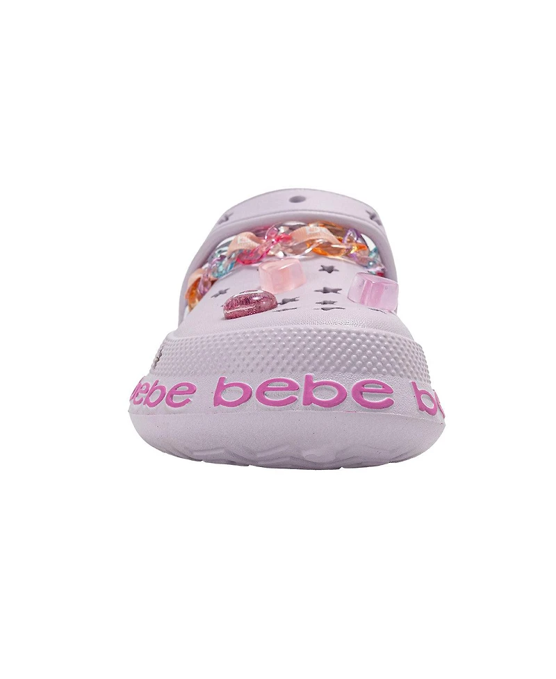 Bebe Little Girls Eva Clog with Chain Logo Grosgrain Ribbon and Charms