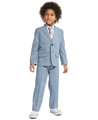 Nautica Toddler & Boys' 2T-7 Sharskin Notch Collar Suit Jacket, Pants, Printed Shirt Clip-On Necktie, 4-Piece Set