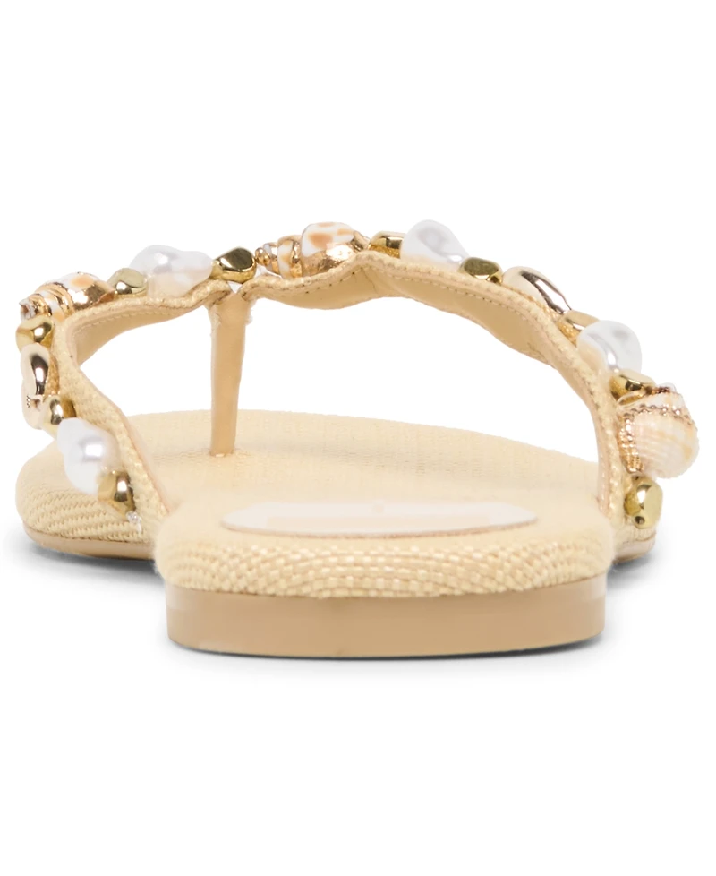 Dolce Vita Women's Kysha Embellished Shell Thong Slip-On Flip Flop Sandals