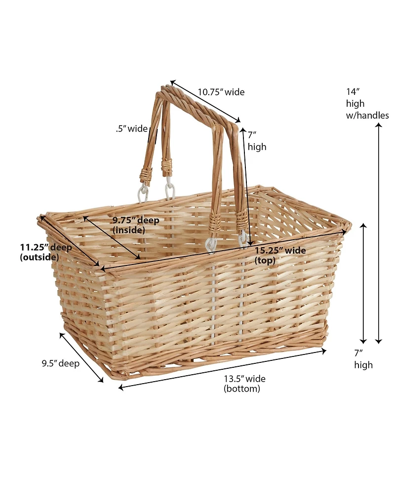 Household Essentials Woven Market Basket, Handwoven Willow Weave