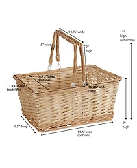 Household Essentials Woven Market Basket, Handwoven Willow Weave