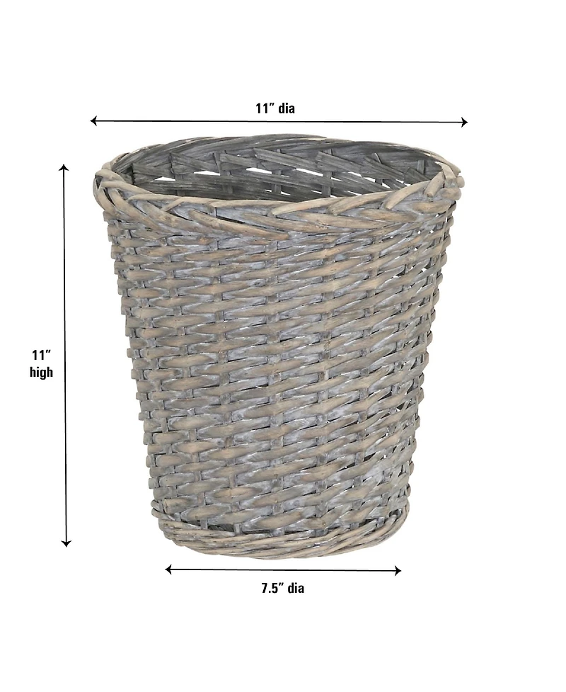 Household Essentials Wicker Waste Basket, Willow Weave Painted Includes Plastic Liner