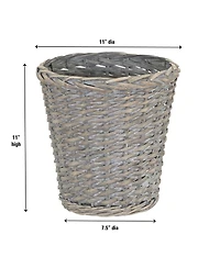 Household Essentials Wicker Waste Basket, Willow Weave Painted Includes Plastic Liner