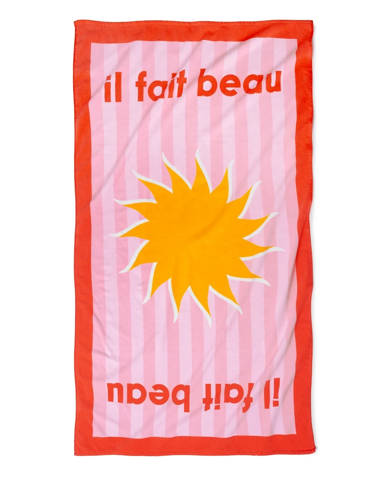 The Beach House Cotton Il Fait Beau Printed Beach Towel, 38" x 70"