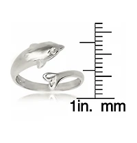 Curata Jewelry Solid 10K Gold Adjustable Nautical Dolphin Toe Ring